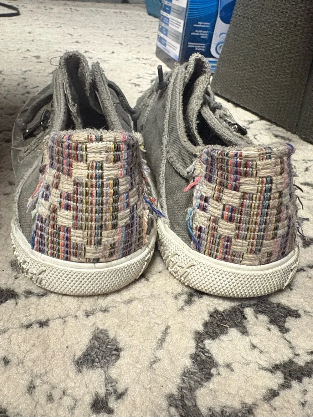 Women's Casual Slip-On Canvas Sneakers with Side Zipper - Gray